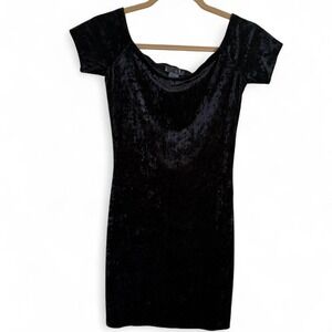Black velvet mini bodycon dress by Bloomingdale's brand Aqua M Goth Glam